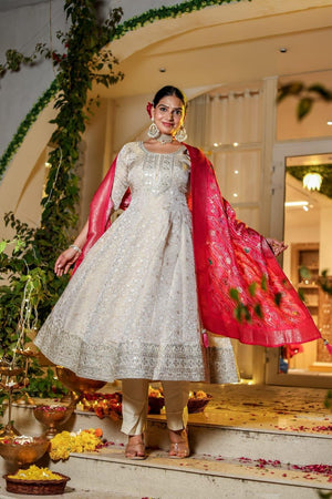 Anarkali Chinon Fabric Set - shiwangi couture