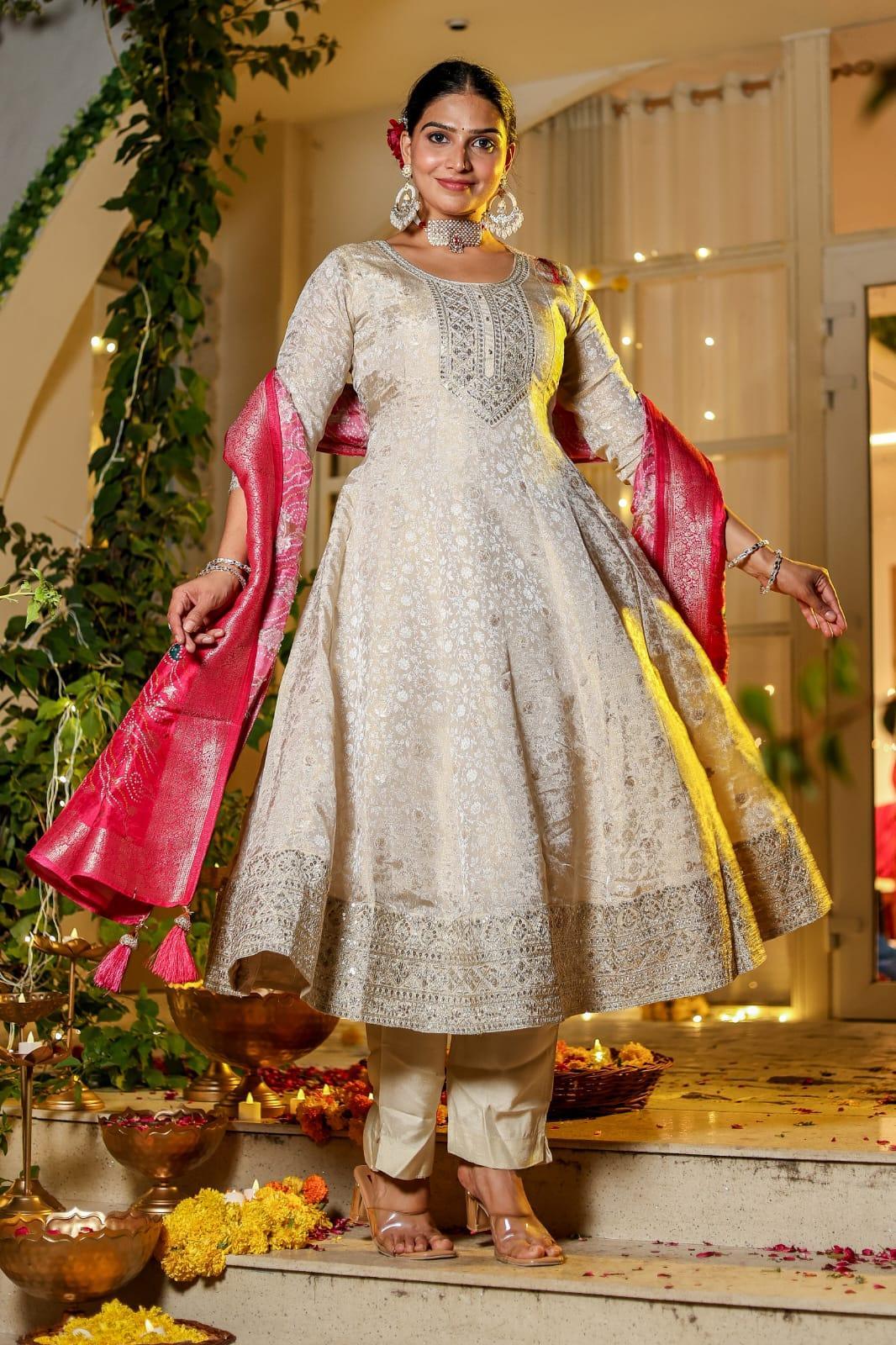 Anarkali Chinon Fabric Set - shiwangi couture