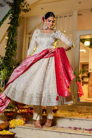 Anarkali Chinon Fabric Set - shiwangi couture