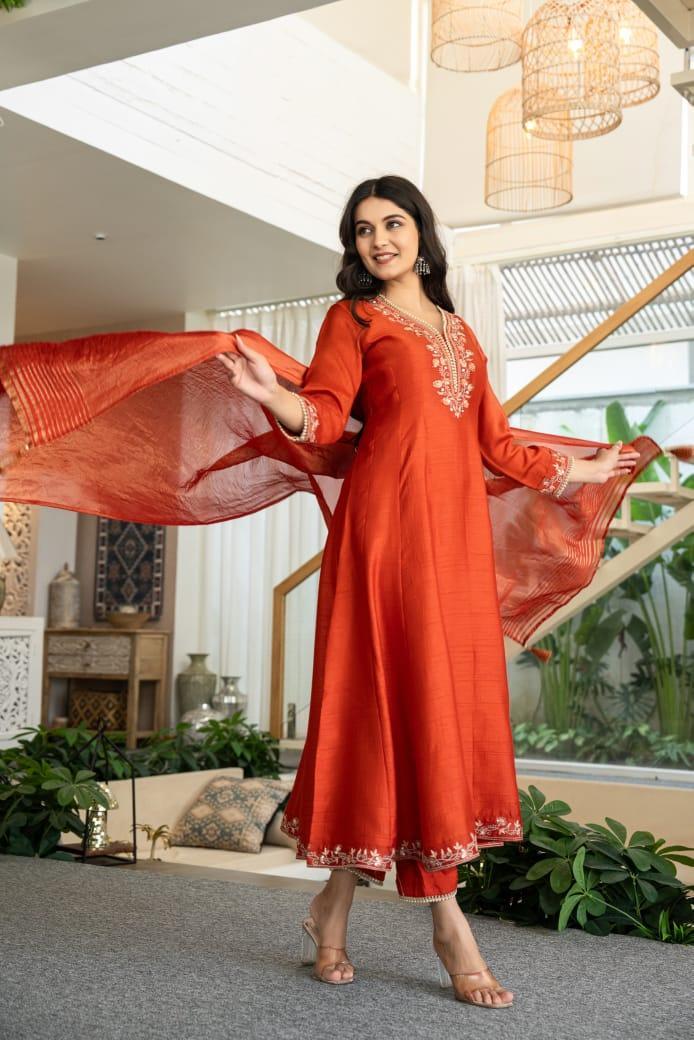 Beautiful Zari Work Frock Suit Set - shiwangi couture