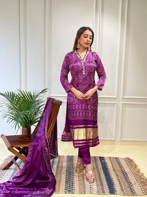 Chanderi Silk Suit - shiwangi couture