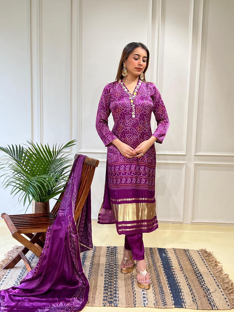 Chanderi Silk Suit - shiwangi couture