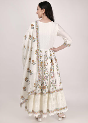 Chikenkari Printed Anarkali Suit - shiwangi couture