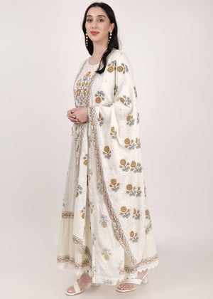 Chikenkari Printed Anarkali Suit - shiwangi couture