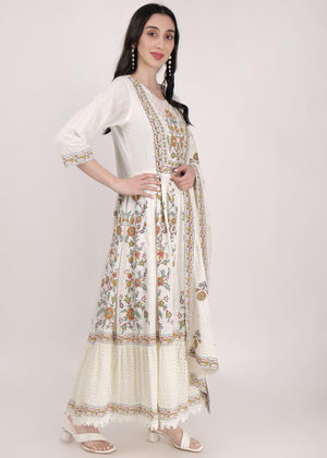 Chikenkari Printed Anarkali Suit - shiwangi couture