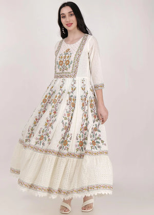 Chikenkari Printed Anarkali Suit - shiwangi couture
