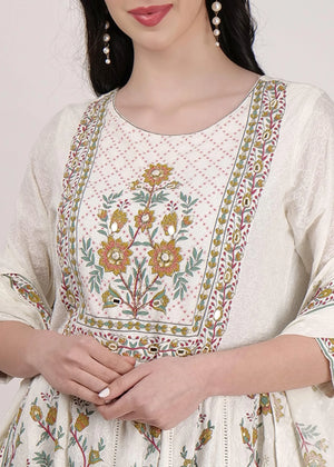 Chikenkari Printed Anarkali Suit - shiwangi couture