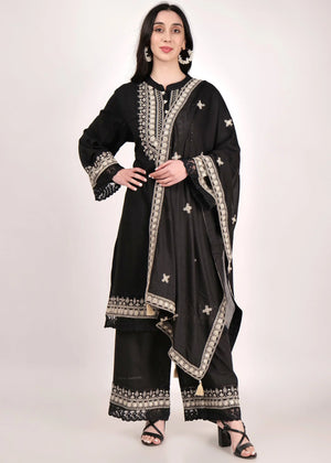 Cotton Thread Work Palazzo Kurta Suit Set - shiwangi couture