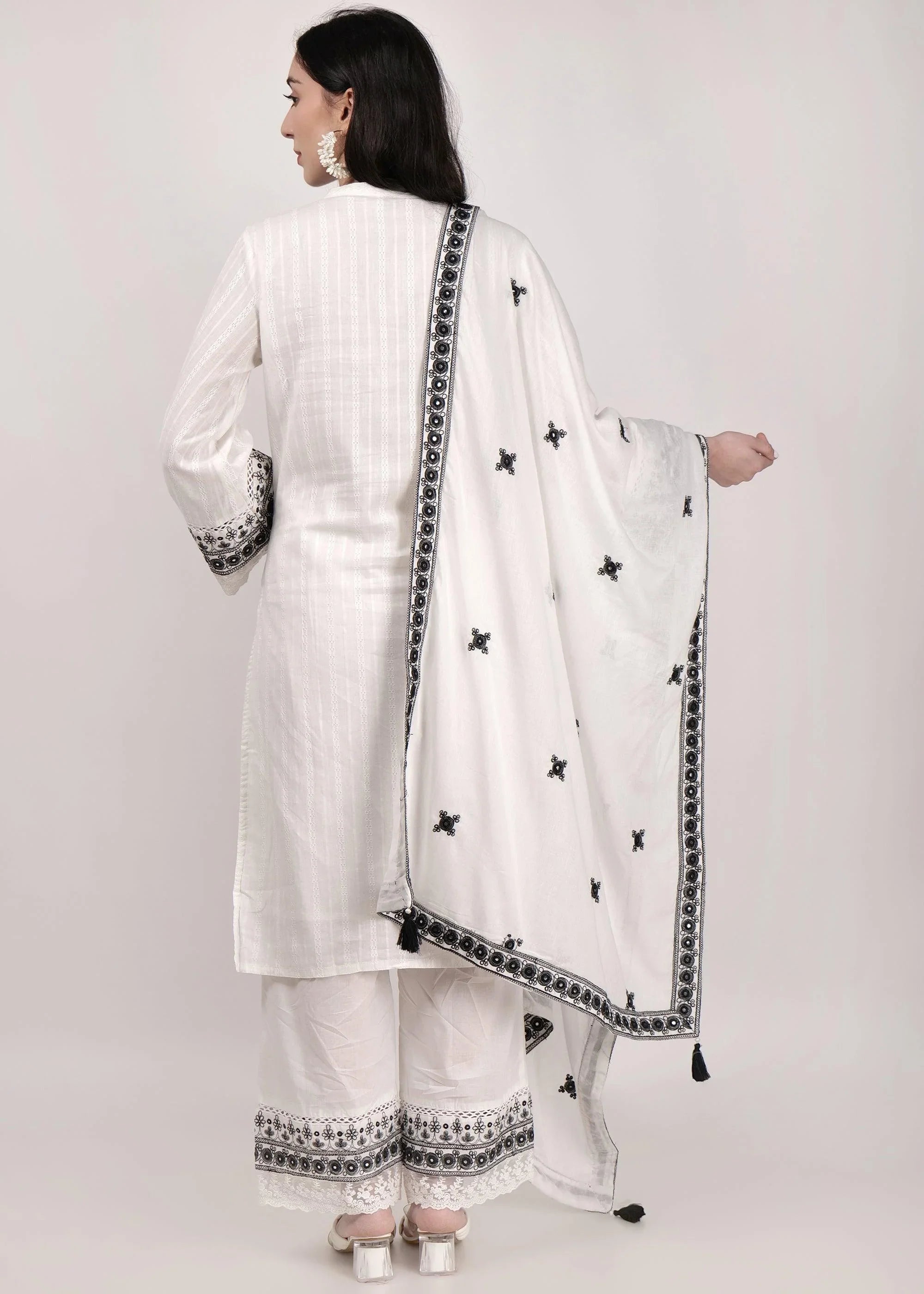 Cotton Thread Work Palazzo Kurta Suit Set - shiwangi couture