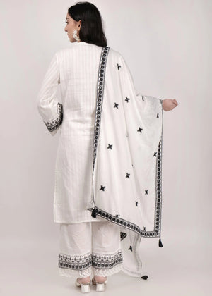 Cotton Thread Work Palazzo Kurta Suit Set - shiwangi couture