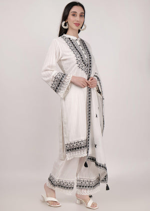 Cotton Thread Work Palazzo Kurta Suit Set - shiwangi couture