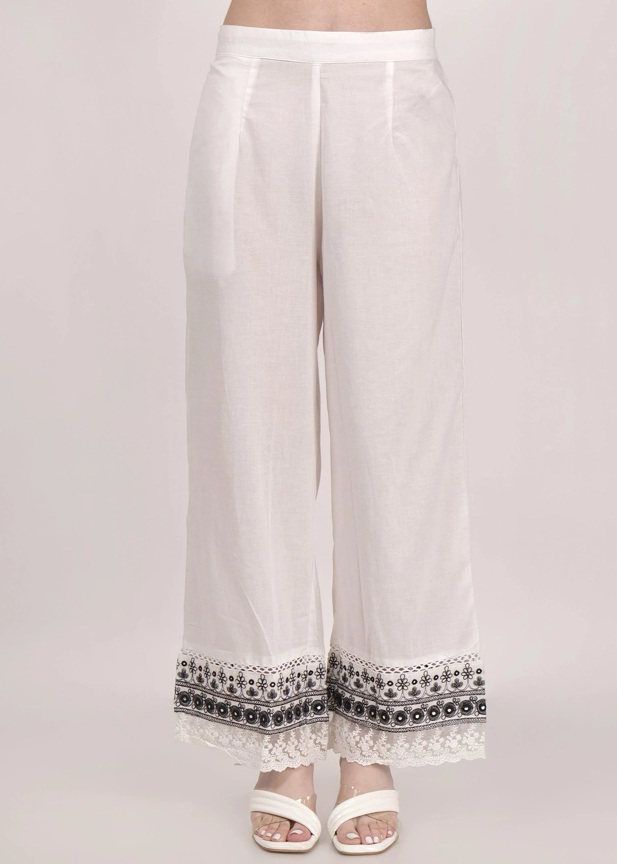 Cotton Thread Work Palazzo Kurta Suit Set - shiwangi couture