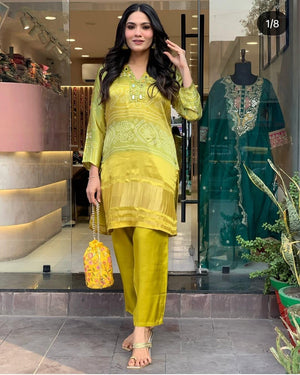 Floral Embroidered 3-Piece Suit Set - shiwangi couture