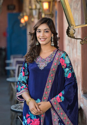 Floral Embroidered 3-Piece Suit Set - shiwangi couture