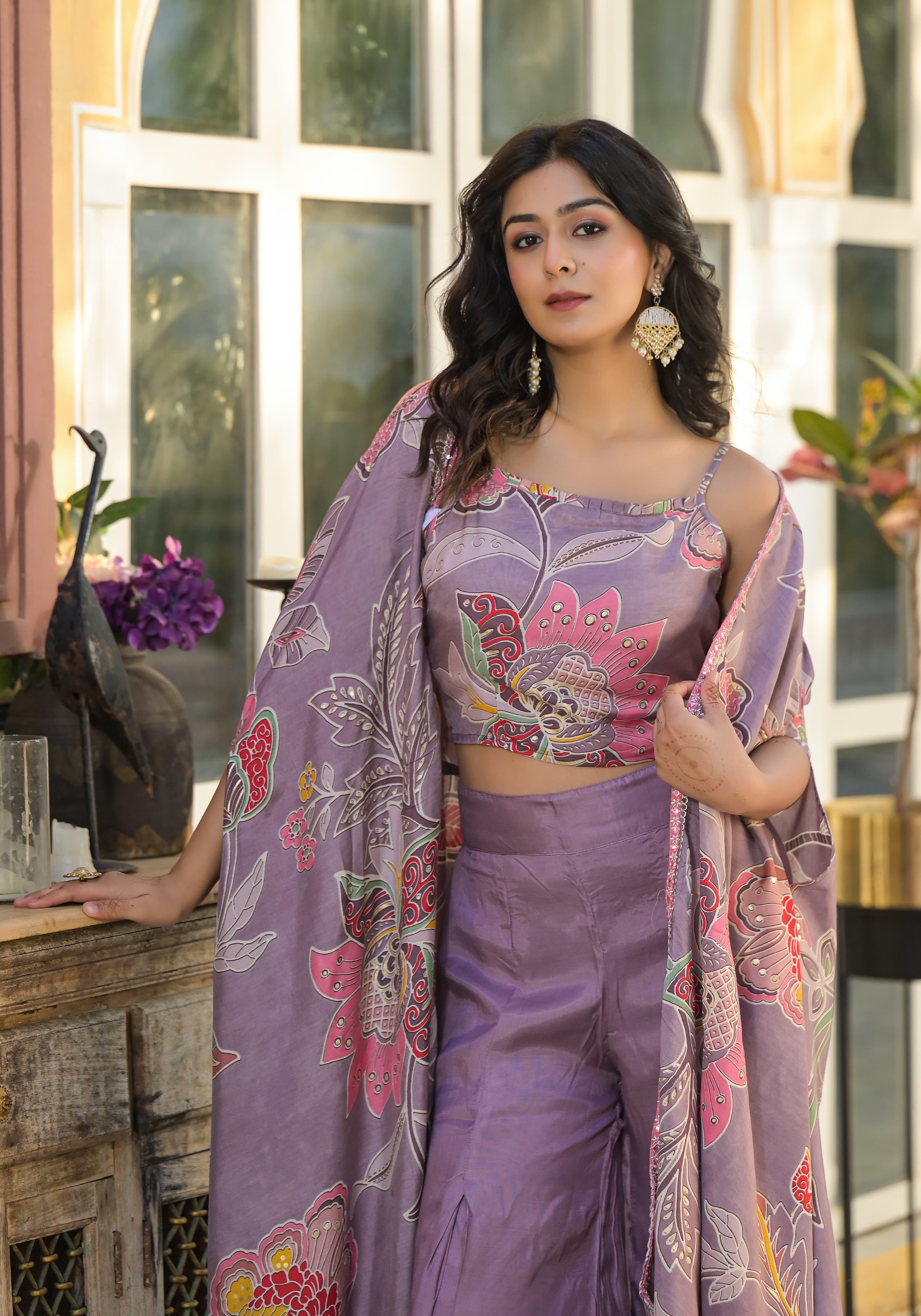Floral Print Tulip Suit Set - shiwangi couture