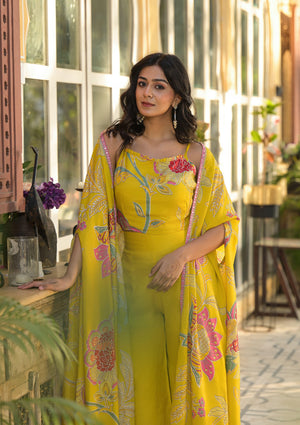 Floral Print Tulip Suit Set - shiwangi couture
