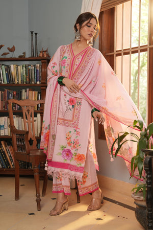 Johar Pakistani Floral Print Mul Cotton Suit - shiwangi couture