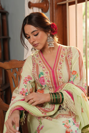 Johar Pakistani Floral Print Mul Cotton Suit - shiwangi couture