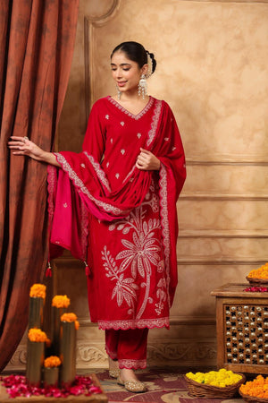 Karachi Hand work Velvet suit set - shiwangi couture