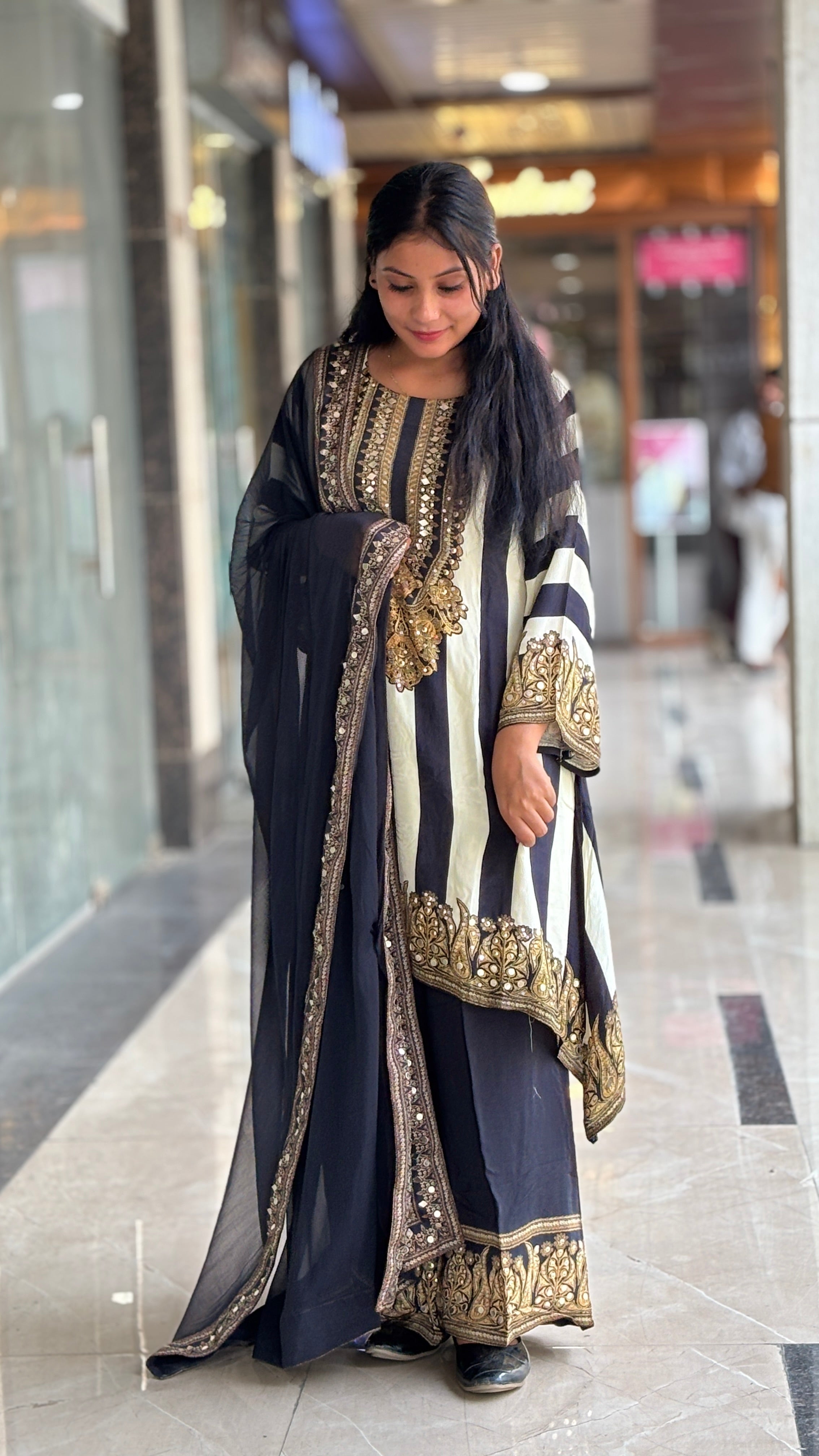 Premium Shimmer Embroidered Suit Set with Dupatta for Women - Shiwangi Couture
