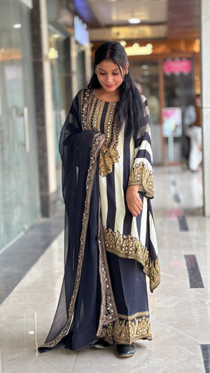 Premium Shimmer Embroidered Suit Set with Dupatta for Women - Shiwangi Couture