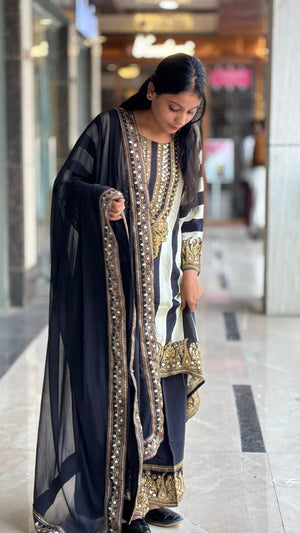 Premium Shimmer Embroidered Suit Set with Dupatta for Women - Shiwangi Couture