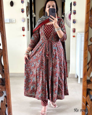 Printed Frock Suit with Full Dupatta and Bottom - shiwangi couture
