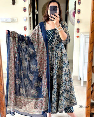 Printed Frock Suit with Full Dupatta and Bottom - shiwangi couture