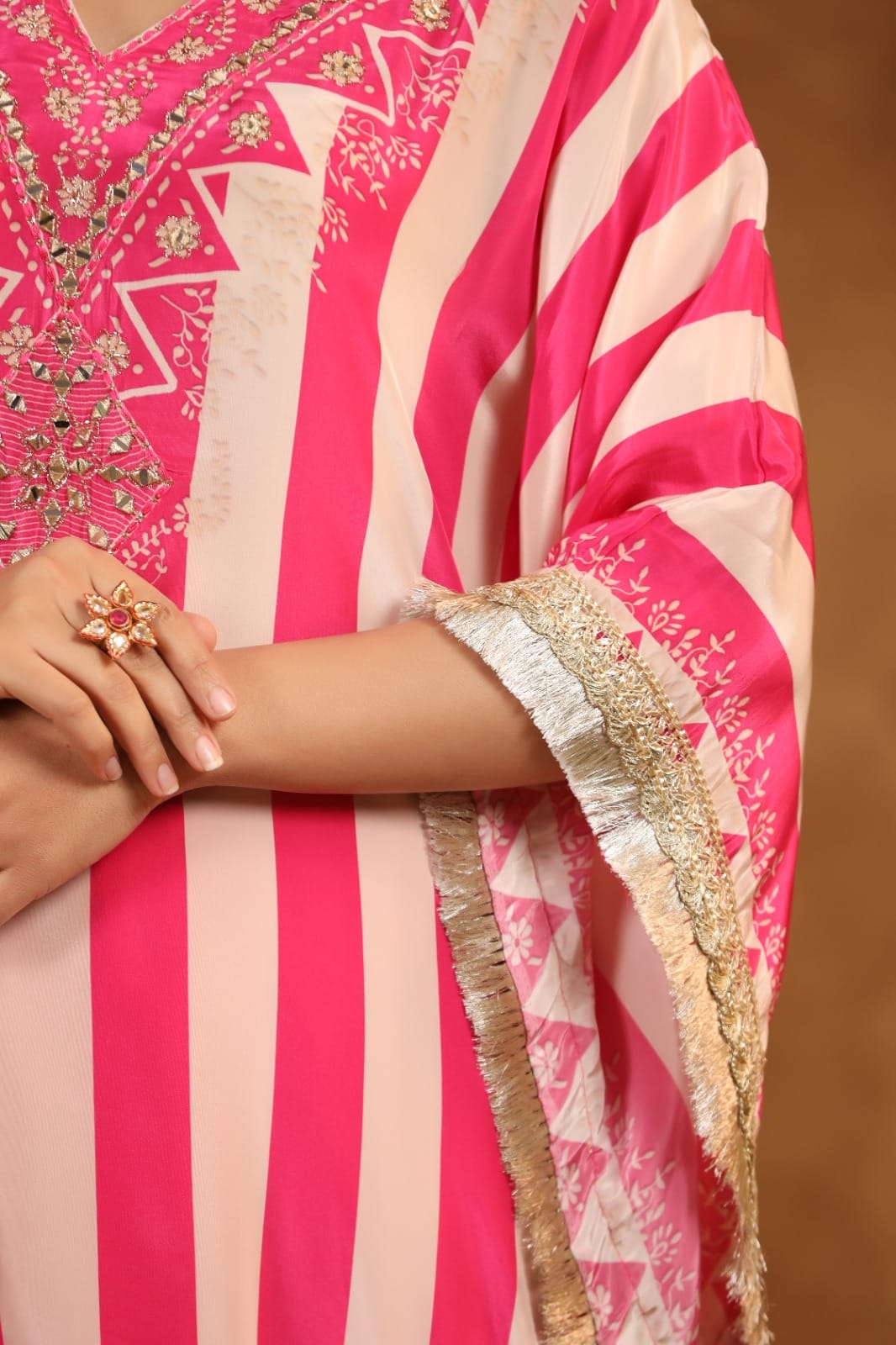 Pure Crepe Kaftan Set with Hand Embroidery Work - shiwangi couture