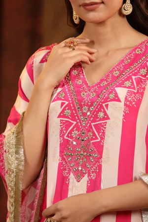 Pure Crepe Kaftan Set with Hand Embroidery Work - shiwangi couture