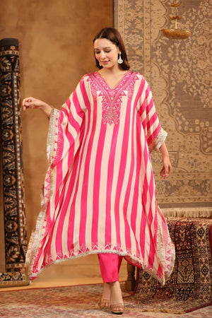 Pure Crepe Kaftan Set with Hand Embroidery Work - shiwangi couture