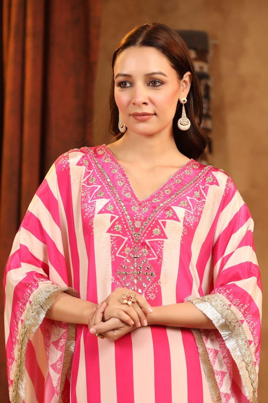 Pure Crepe Kaftan Set with Hand Embroidery Work - shiwangi couture