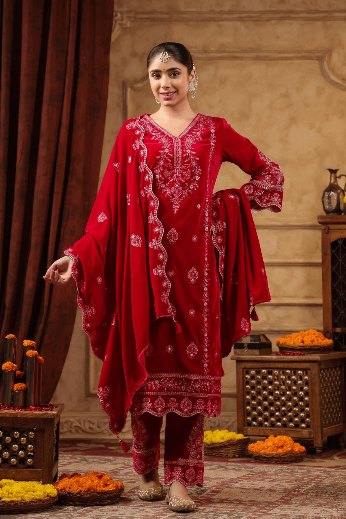 Velvet Pakistani Suit with heavy Sequence Work - shiwangi couture