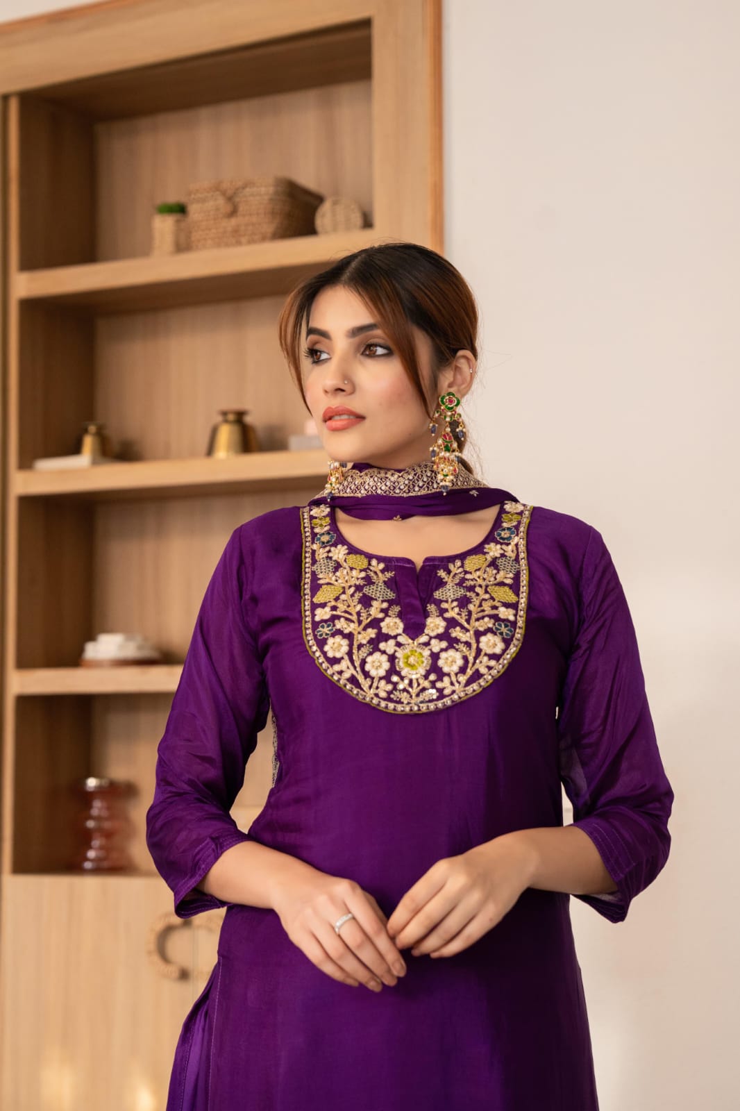 Zarkan Work 3-Piece Pure Crepe Sharara Suit Set - shiwangi couture