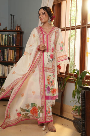 Johar Pakistani Floral Print Mul Cotton Suit - shiwangi couture