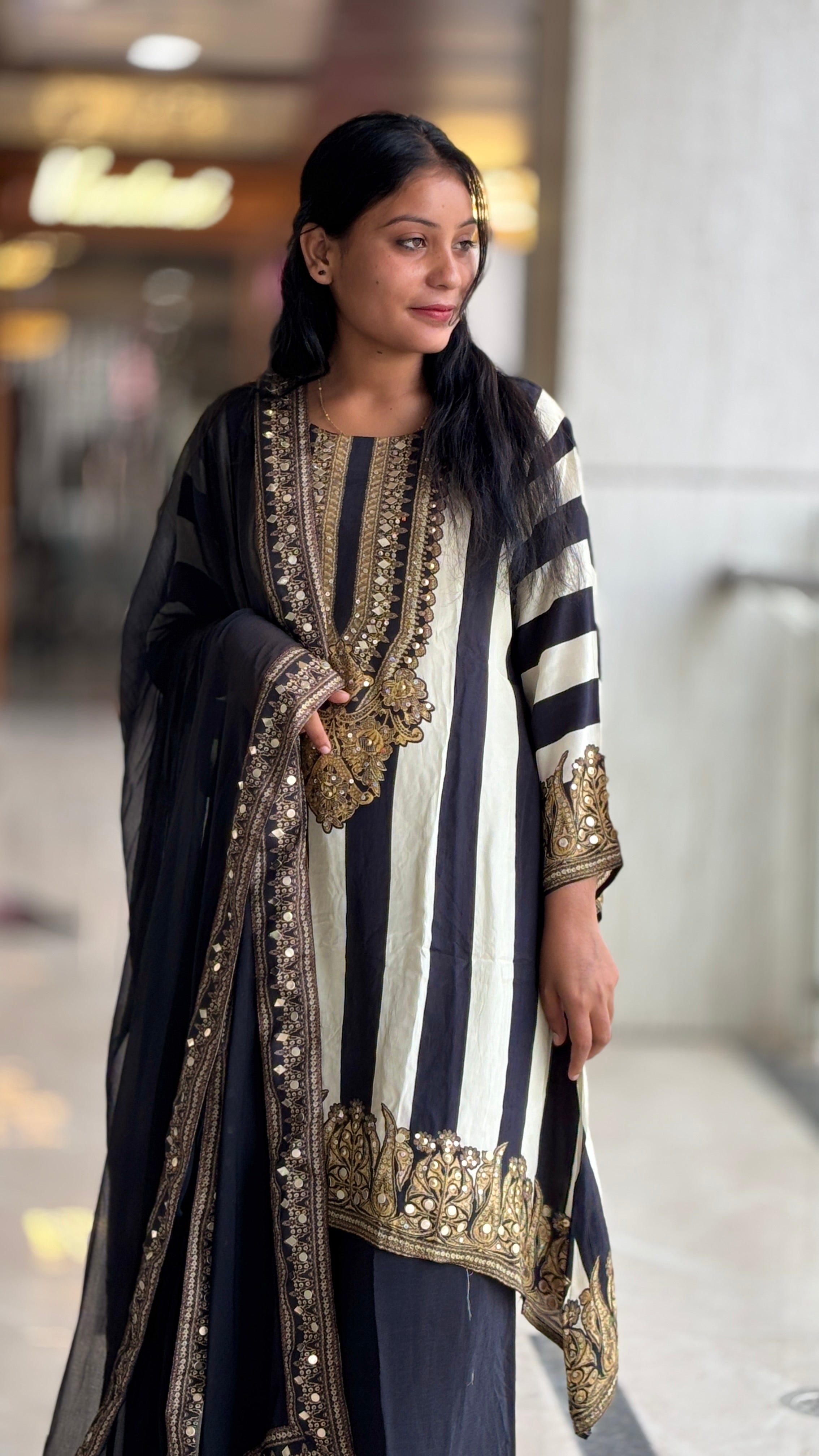 Premium Shimmer Embroidered Suit Set with Dupatta for Women - Shiwangi Couture