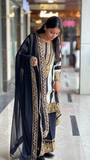 Premium Shimmer Embroidered Suit Set with Dupatta for Women - Shiwangi Couture