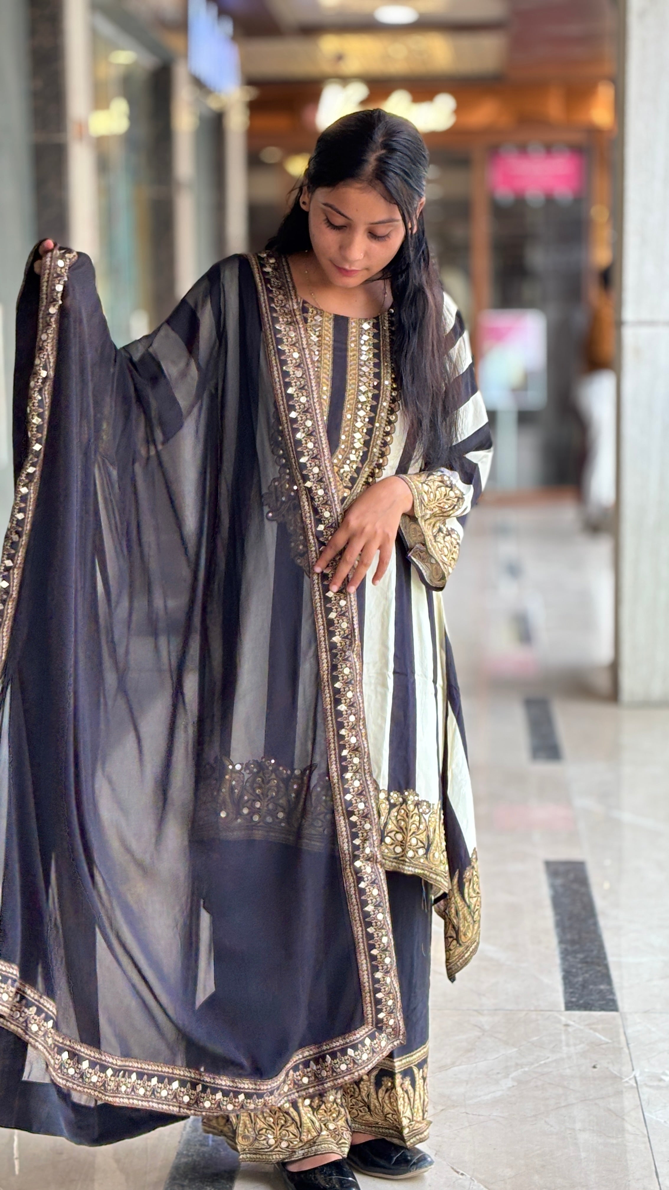 Premium Shimmer Embroidered Suit Set with Dupatta for Women - Shiwangi Couture