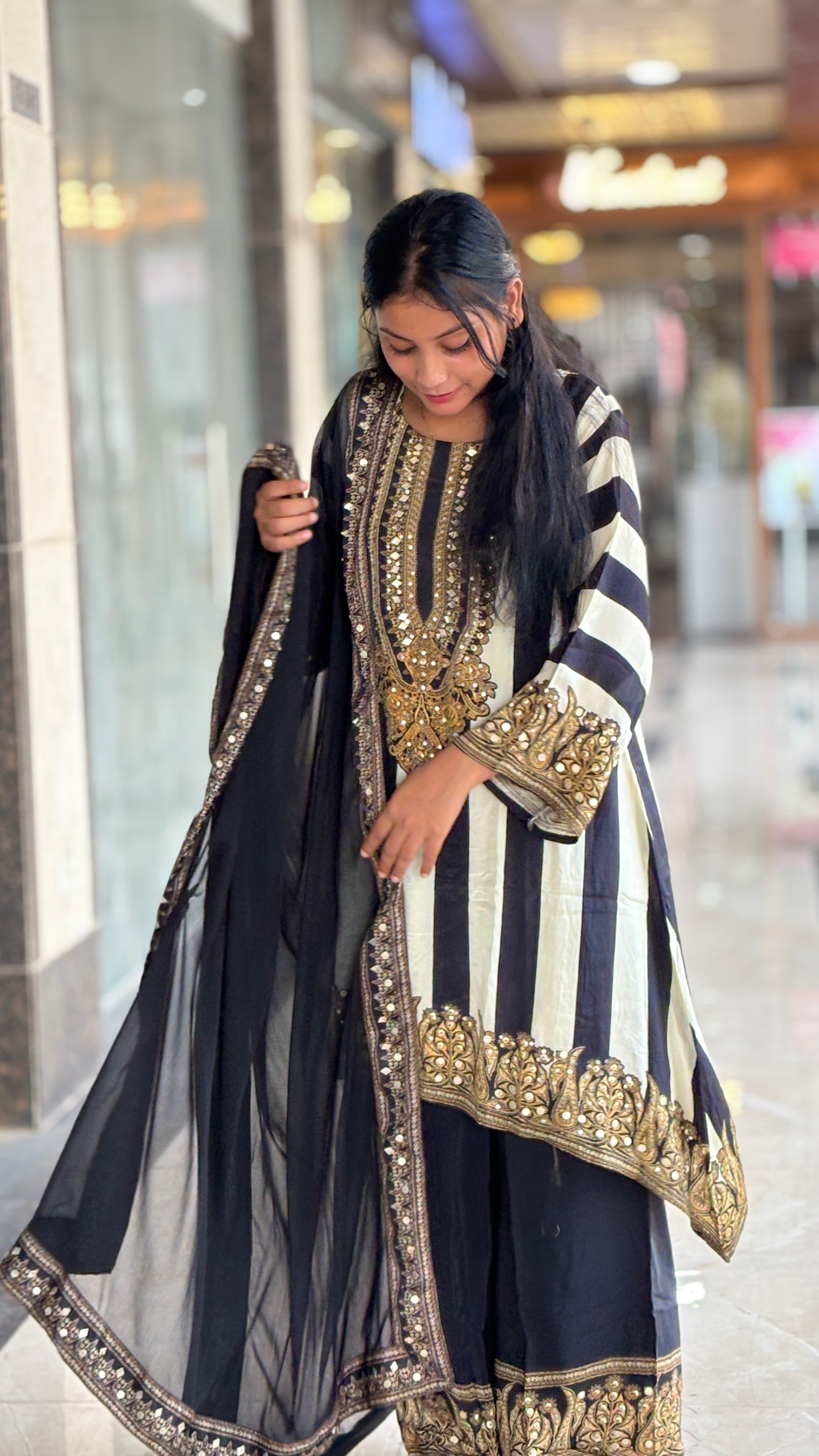 Premium Shimmer Embroidered Suit Set with Dupatta for Women - Shiwangi Couture